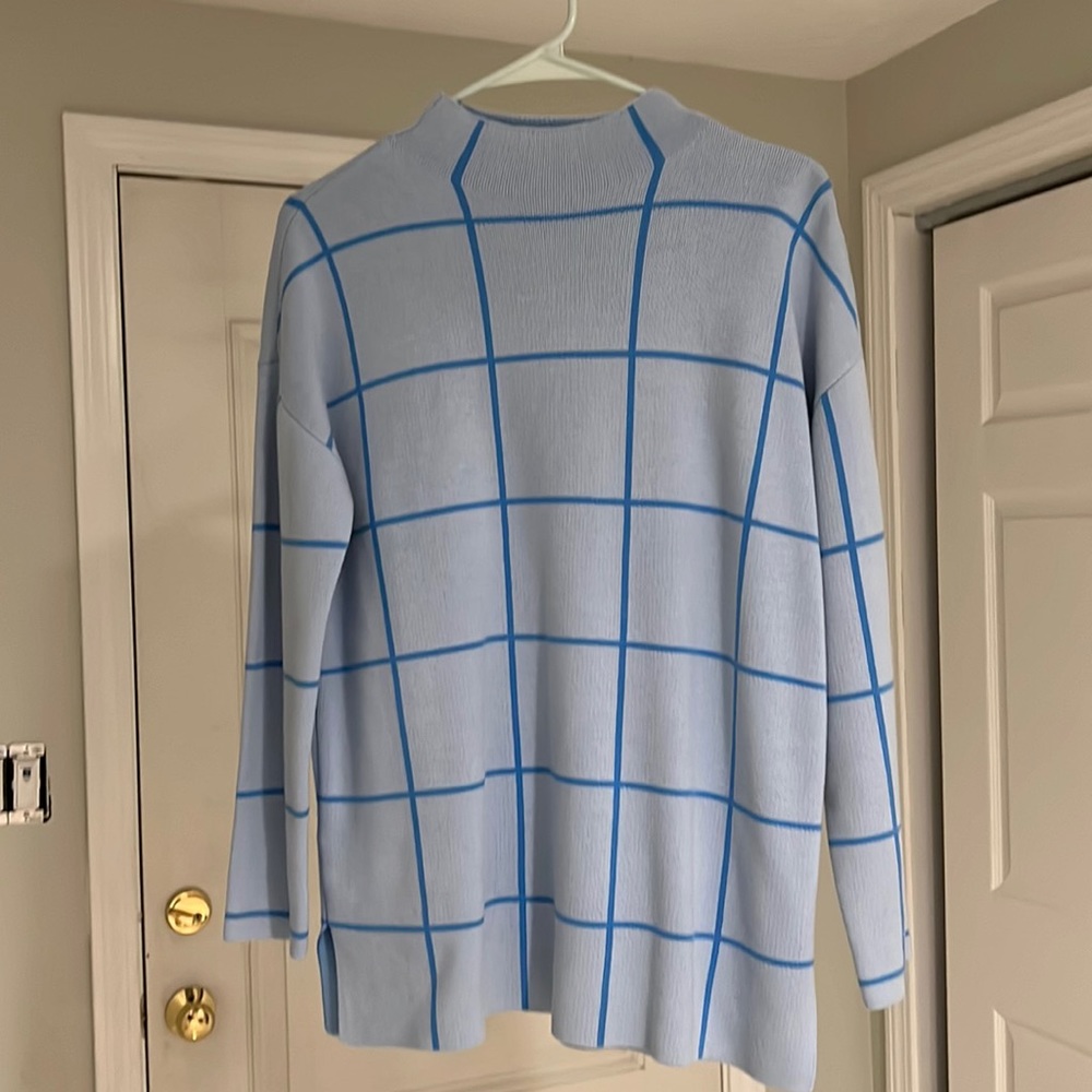 Loft Tunic Large Petite Windowpane Sweater